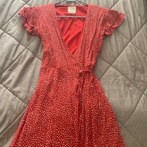 Francesca’s Red & White Polka Dot Wrap Dress